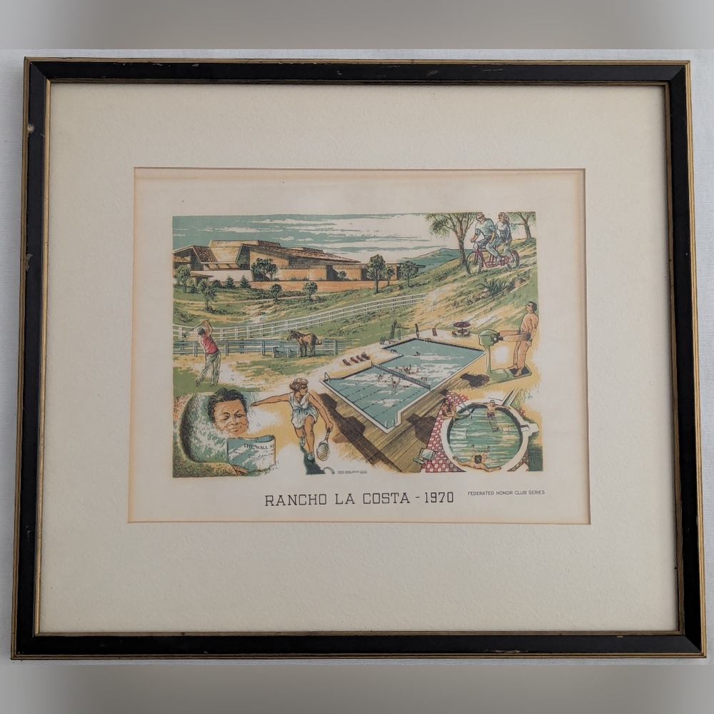 Vintage Rancho La Costa 1970 Framed Travel Advertising Print